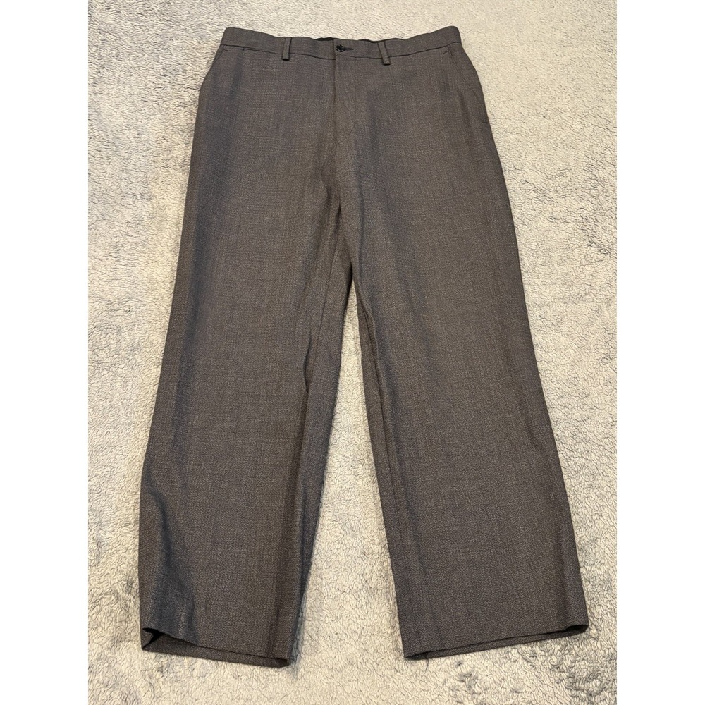Bachrach Dress Pants Mens 36x30 (33x28) 100% Wool Gray Straight Career Slacks